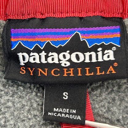 Patagonia Synchilla Henley Fleece Jacket Sweater Gray Teal Snaps Pocket Small