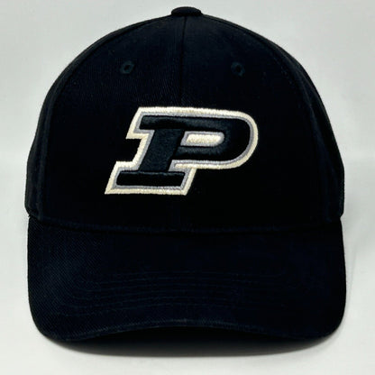 Gorra de béisbol de seis paneles con correa trasera negra de los Boilers de la Universidad de Purdue de la NCAA