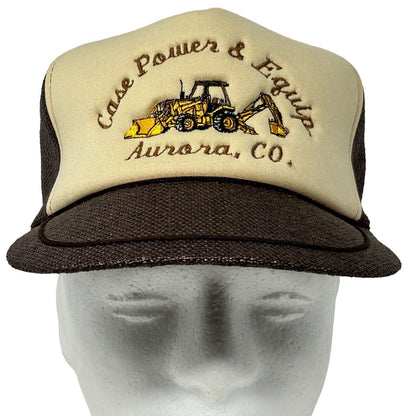 Case Construction Vintage Trucker Hat Baseball Cap Power & Equipment Brown Mesh