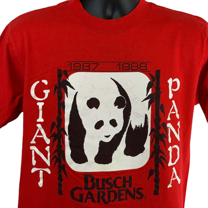 Busch Gardens Giant Panda Bear Vintage 80s T Shirt Medium Red Made In USA Tee