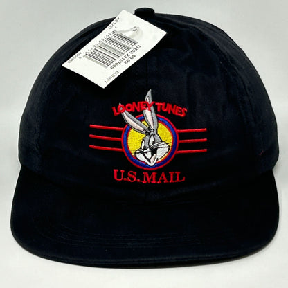 Looney Tunes US Mail Hat Vintage 90s Black Bugs Bunny Snapback Baseball Cap New