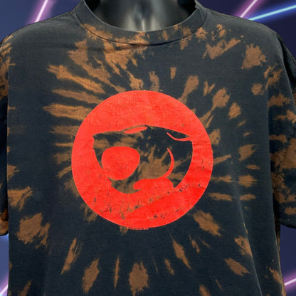 Vintage Thundercats Logo T Shirt 2XL 90s Cartoon TV Show Tie Dye Mens Black