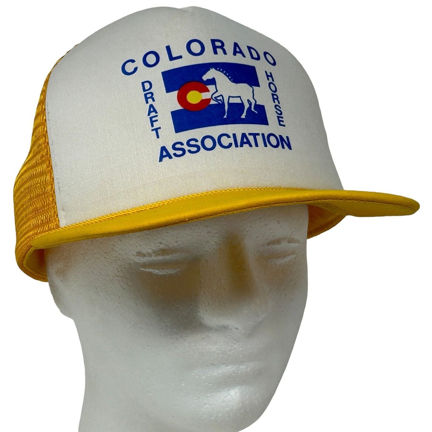 Colorado Draft Horse Association Vintage Trucker Hat Baseball Cap Yellow Mesh