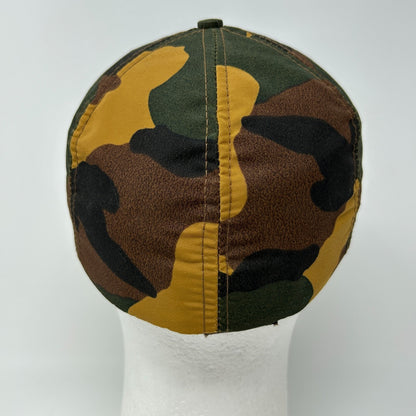 Vintage Hunting Camo Hat Baseball Cap Ear Flap Hunter Camouflage Brown M Medium