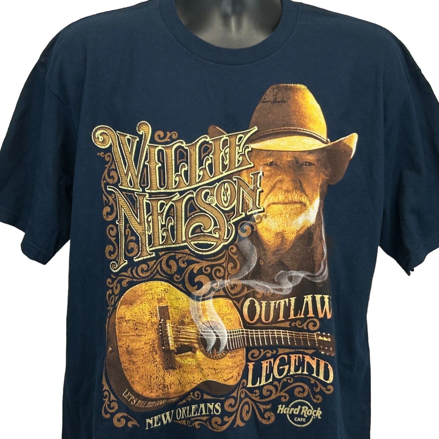 Camiseta Willie Nelson New Orleans Hard Rock Cafe Camiseta grande azul NOLA Country Nueva