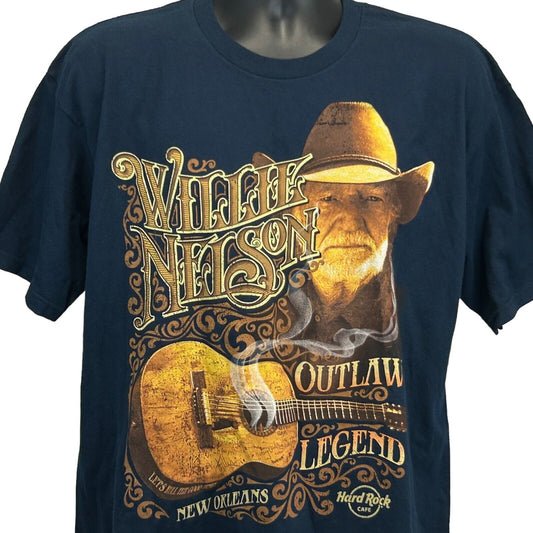 Willie Nelson New Orleans Hard Rock Cafe T Shirt Large NOLA Country Blue Tee New
