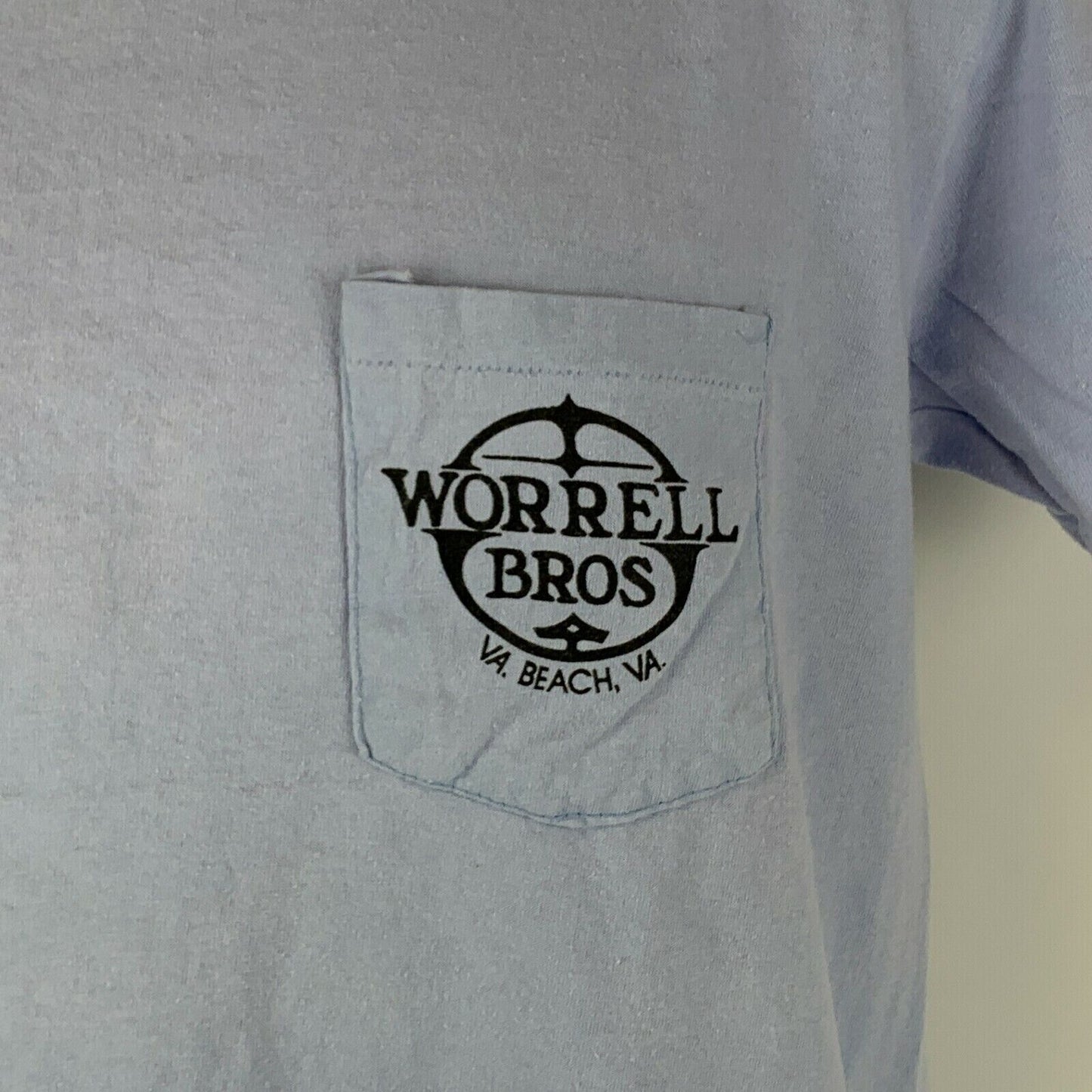 Camiseta vintage de los años 90 con texto "Sexo en la playa" de Worrell Bros, de Virginia, para hombre, color azul