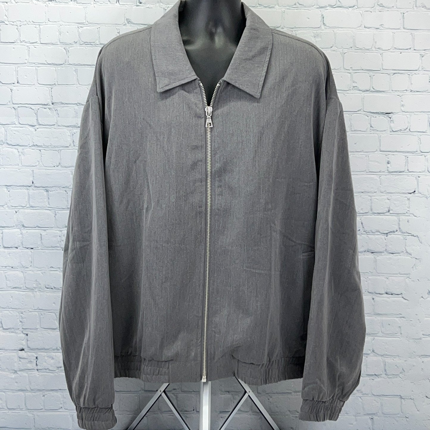 Fashion Nova Men Relaxed Upper East Side Full Zip Jacket Gray Mens 3XL XXXL