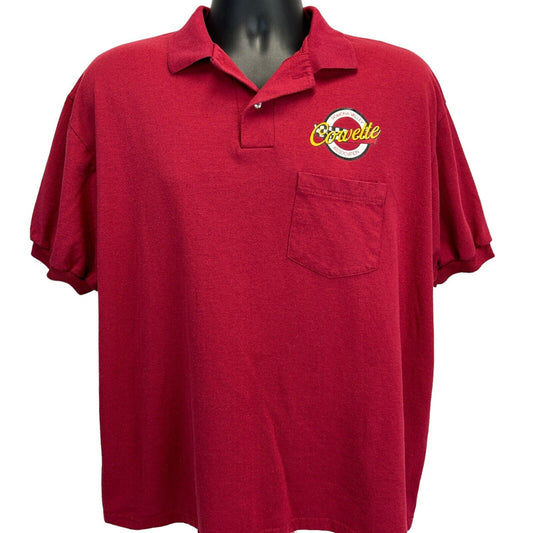 Vintage 90s Pomona Valley Corvette Association Polo Shirt Mens L Large Red PVCA - Neon Vintage
