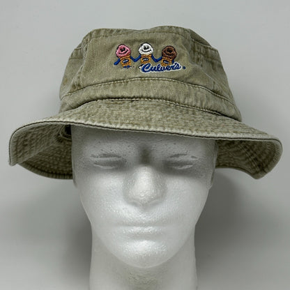 Vintage 90s Culvers Restaurant Bucket Hat Beige Fishermans Hat Pail Hat L-XL