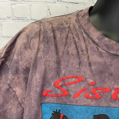 Vintage 90s Sisters T Shirt Black Pride African American USA Purple Womens 3X