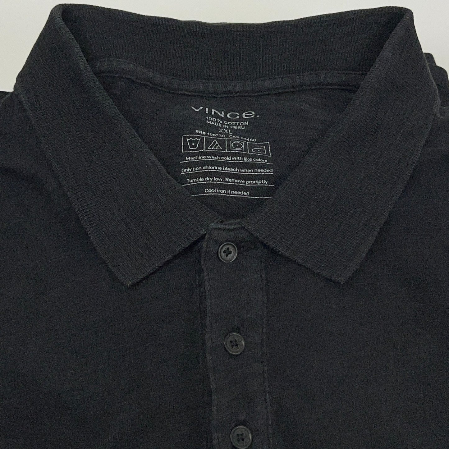 Vince Slub Polo Shirt Short Sleeve Cotton MR778-9371 Black Mens 2XL XXL