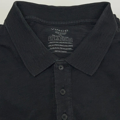 Vince Slub Polo Shirt Short Sleeve Cotton MR778-9371 Black Mens 2XL XXL