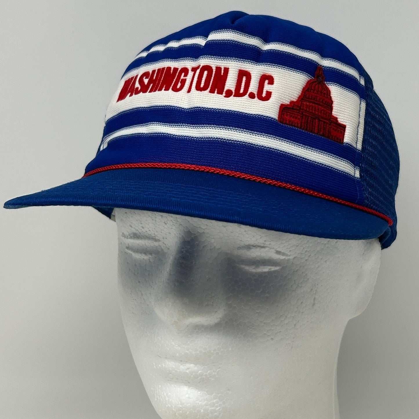 Vintage 80s Washington DC Trucker Hat Baseball Cap USA Capitol Snapback Blue - Neon Vintage