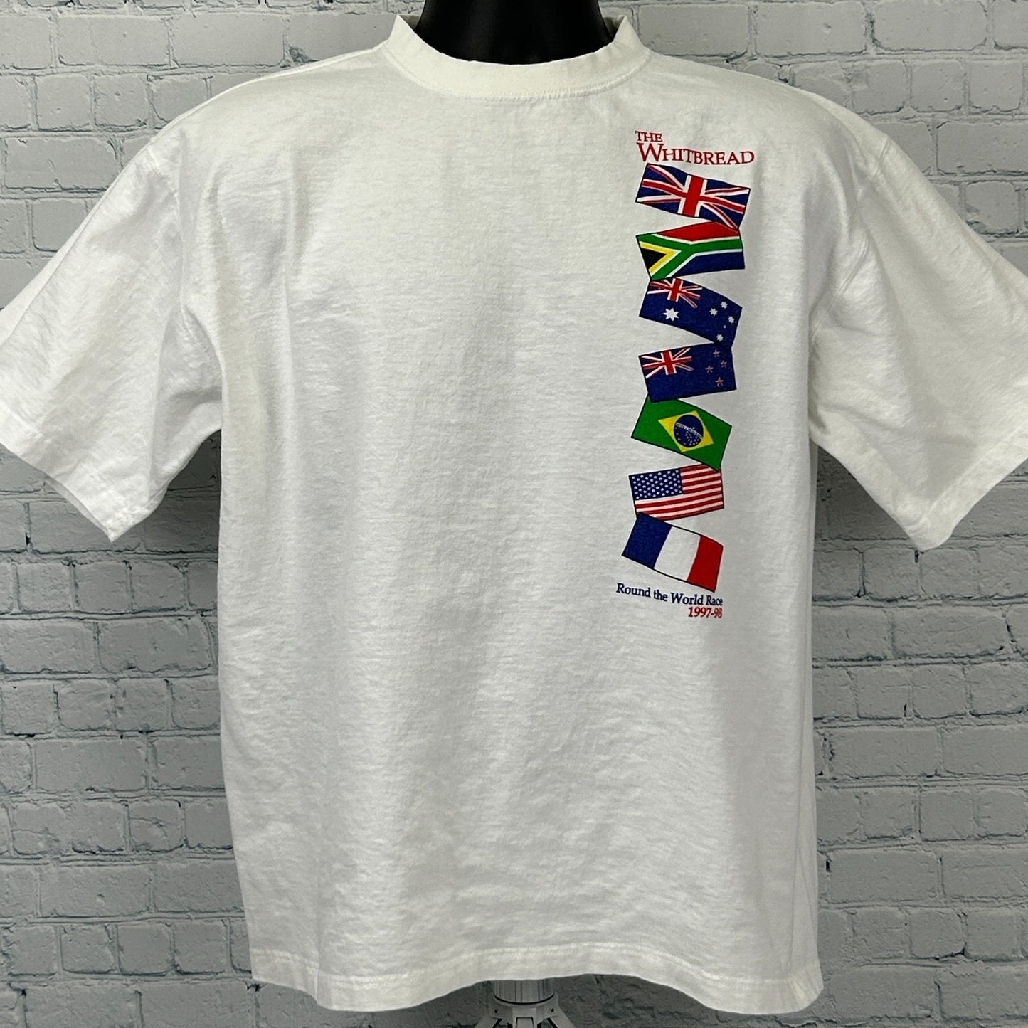 Vintage 90s The Whitebread Race T Shirt Ocean Yacht 1997-98 White Mens L Large