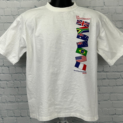 Vintage 90s The Whitebread Race T Shirt Ocean Yacht 1997-98 White Mens L Large
