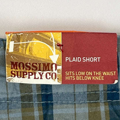 Mossimo Plaid Bermuda Shorts Low Waist Flat Front Pockets Cotton Blue 40