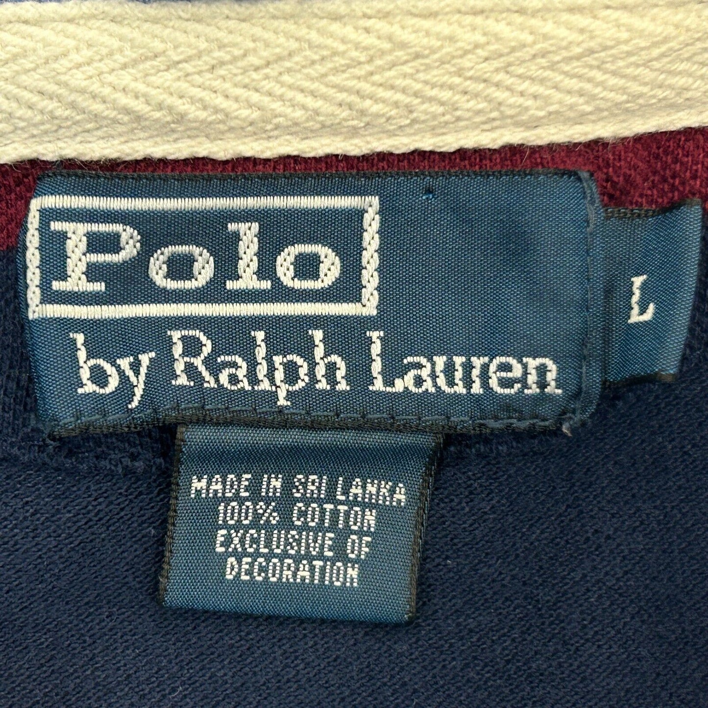 Camisa de rugby a rayas de Polo Ralph Lauren con escudo grande de PRL Saddle Maker para hombre, azul y rojo