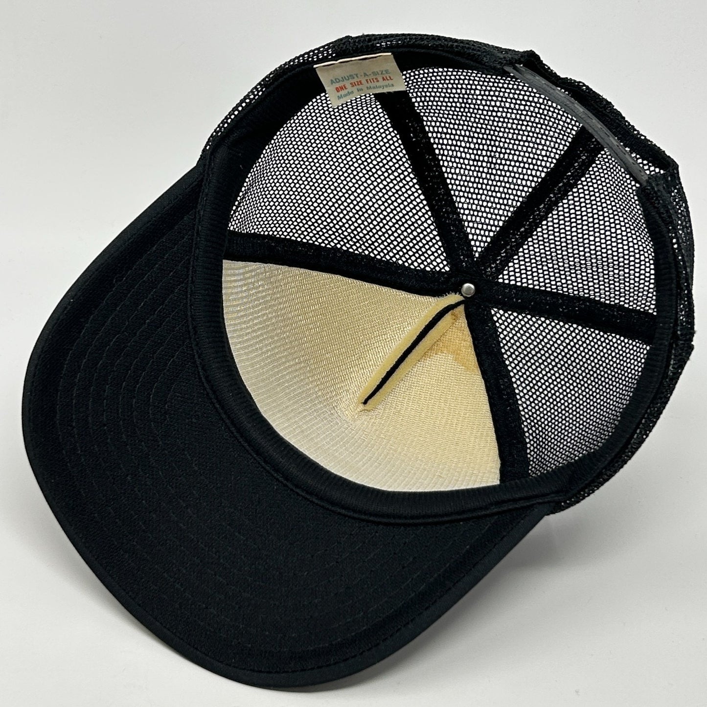 Vintage 80s Dazzle Brilliance Baffle BS Trucker Hat Baseball Cap Snapback Black