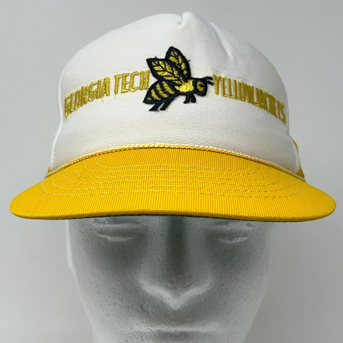 Vintage 80s Georgia Tech Yellow Jackets Rope Trucker Snapback Baseball Hat Cap