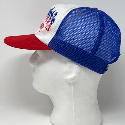 Vintage 80s Knotts Berry Farm Trucker Hat Baseball Cap Atlas Mesh Snapback Blue