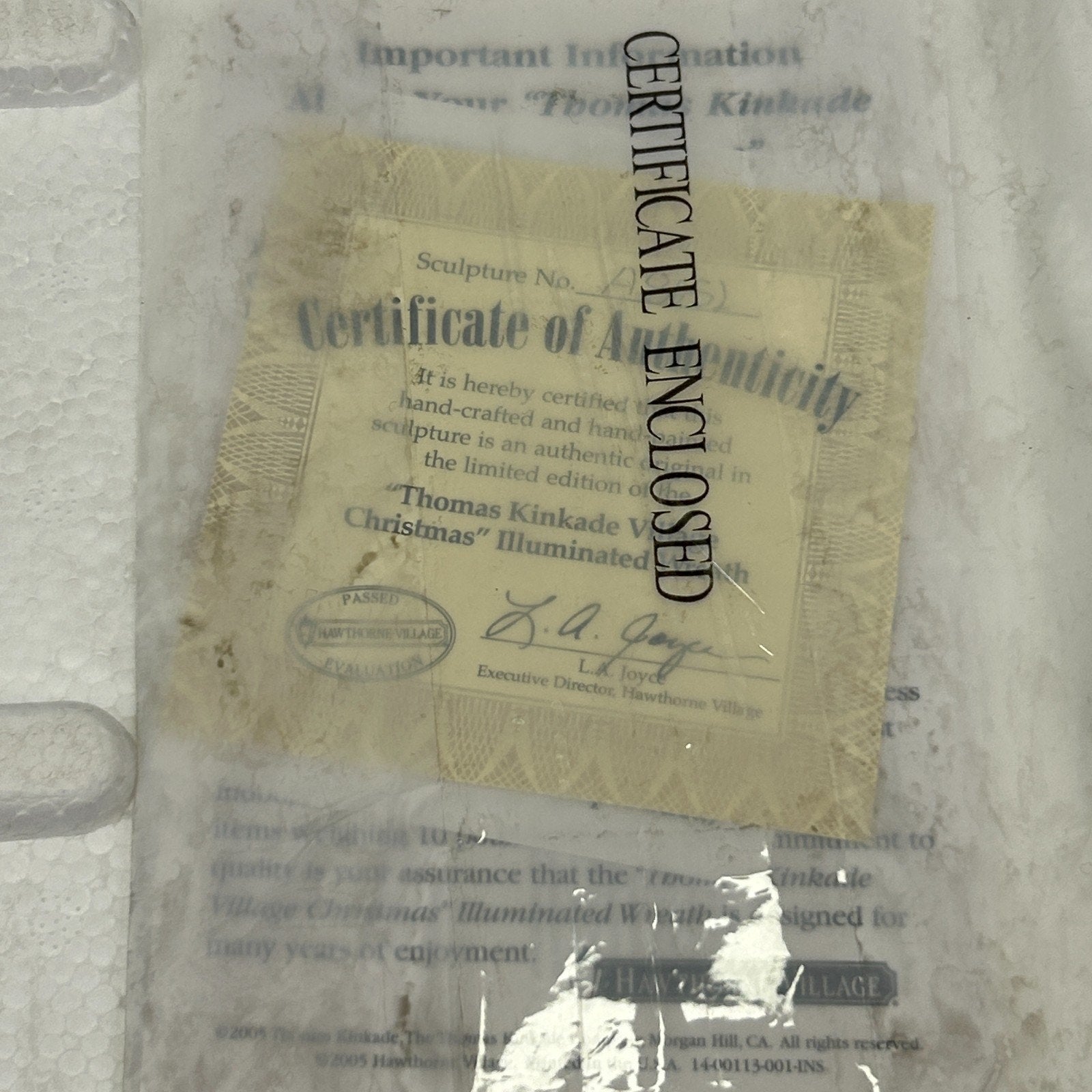 Vintage Thomas Kinkade Village Christmas Illuminated Wreath Hawthorne Light 2005 - Neon Vintage