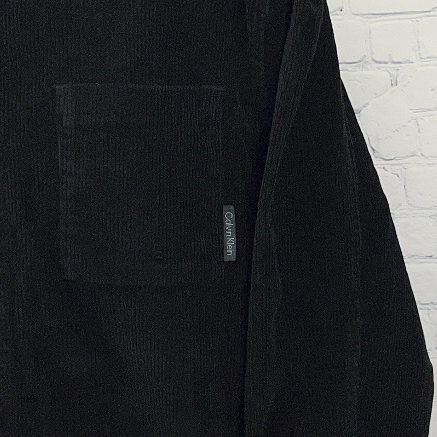 Calvin Klein Jeans Corduroy Shirt Black Button Up Long Sleeve Mens XXL 2XL