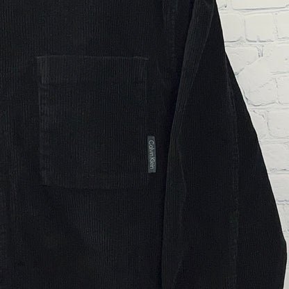 Calvin Klein Jeans Corduroy Shirt Black Button Up Long Sleeve Mens XXL 2XL