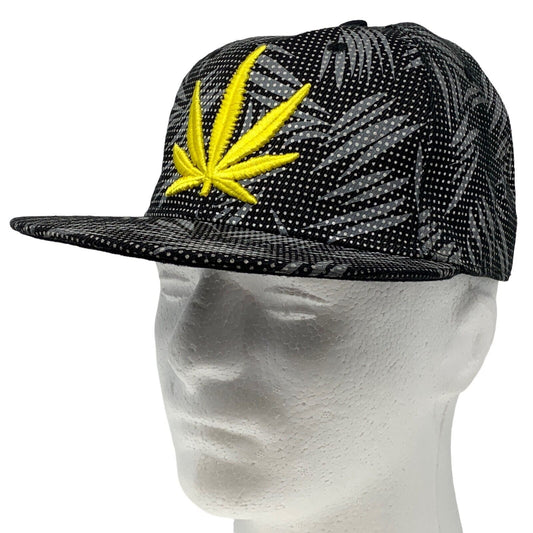 Marihuana Cannabis Pot Leaf Snapback Hat Reefer Weed Gorra de béisbol negra de 6 paneles