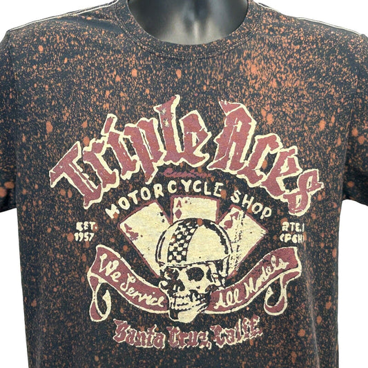 Camiseta de motociclista pequeña Lucky Brand Triple Aces Motorcycle Shop para hombre, color negro