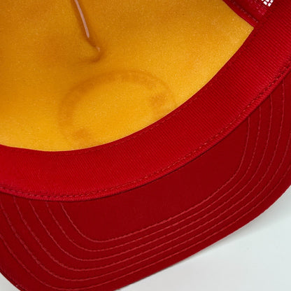 Vintage Deer River Lions Club Wild Rice Run Trucker Hat Cap Red 80s Snapback USA