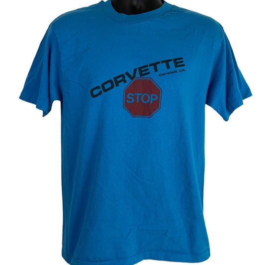 Vintage Corvette Stop Campbell California T Shirt M Medium Single Stitch Blue