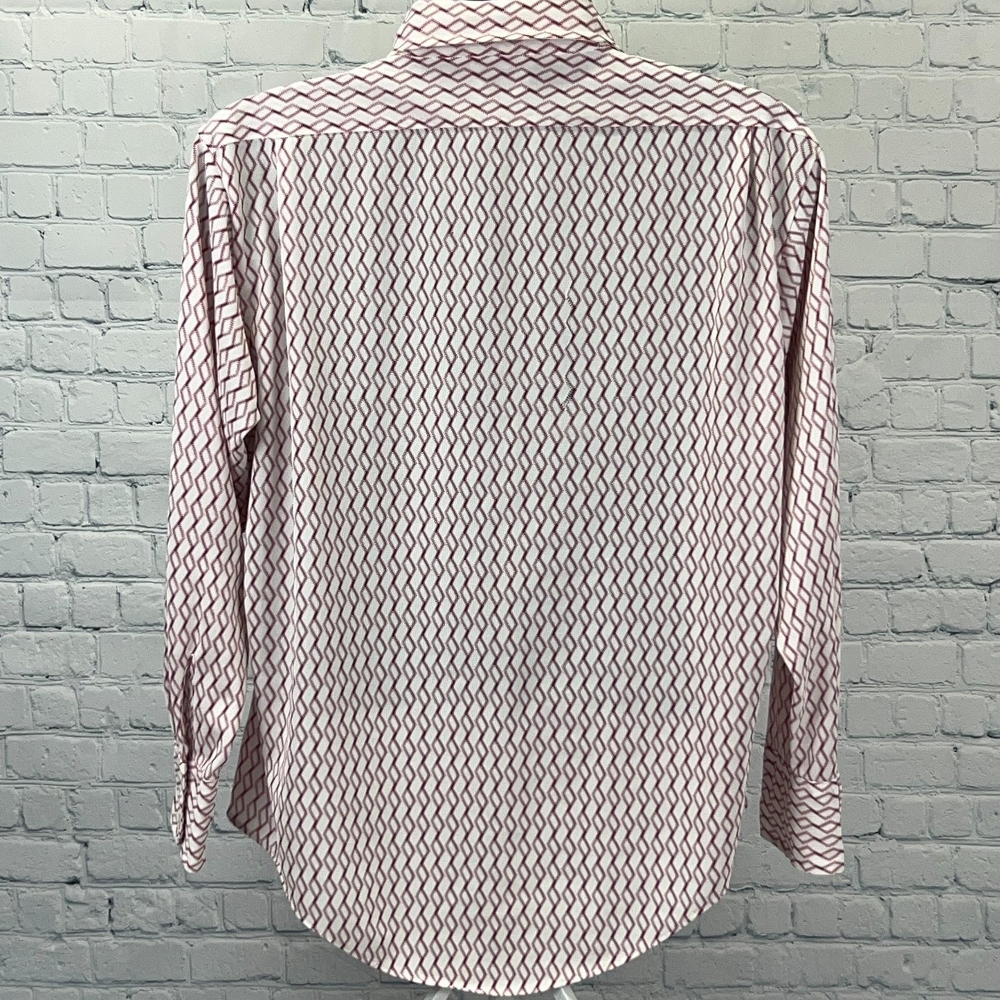 Vintage 70s K-Mart Button Front Shirt Big Collar Disco Striped Red Mens M Medium