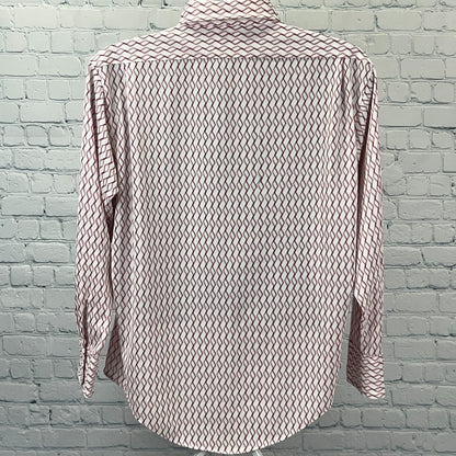 Vintage 70s K-Mart Button Front Shirt Big Collar Disco Striped Red Mens M Medium