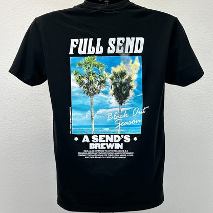 Full Send Nelk Boys T Shirt Black Out Season A Sends Brewin Palm Tree M Medium