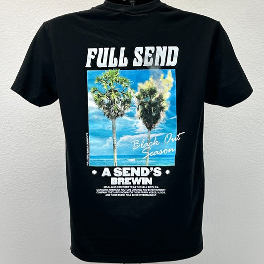 Full Send Nelk Boys T Shirt Black Out Season A Sends Brewin Palm Tree M Medium - Neon Vintage