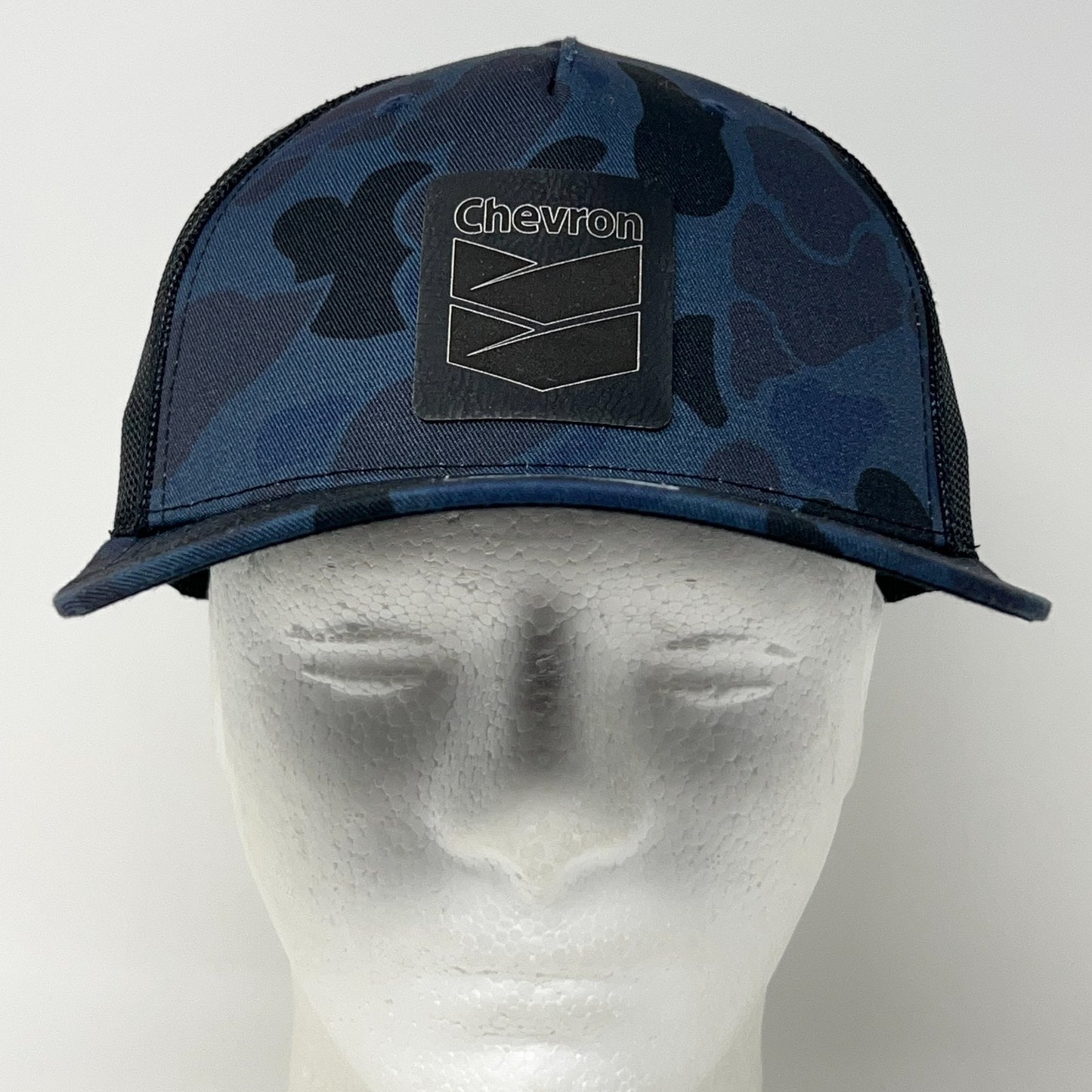 Chevron Trucker Hat Baseball Cap Mesh Snapback Blue Camo Camouflage Gas Stations