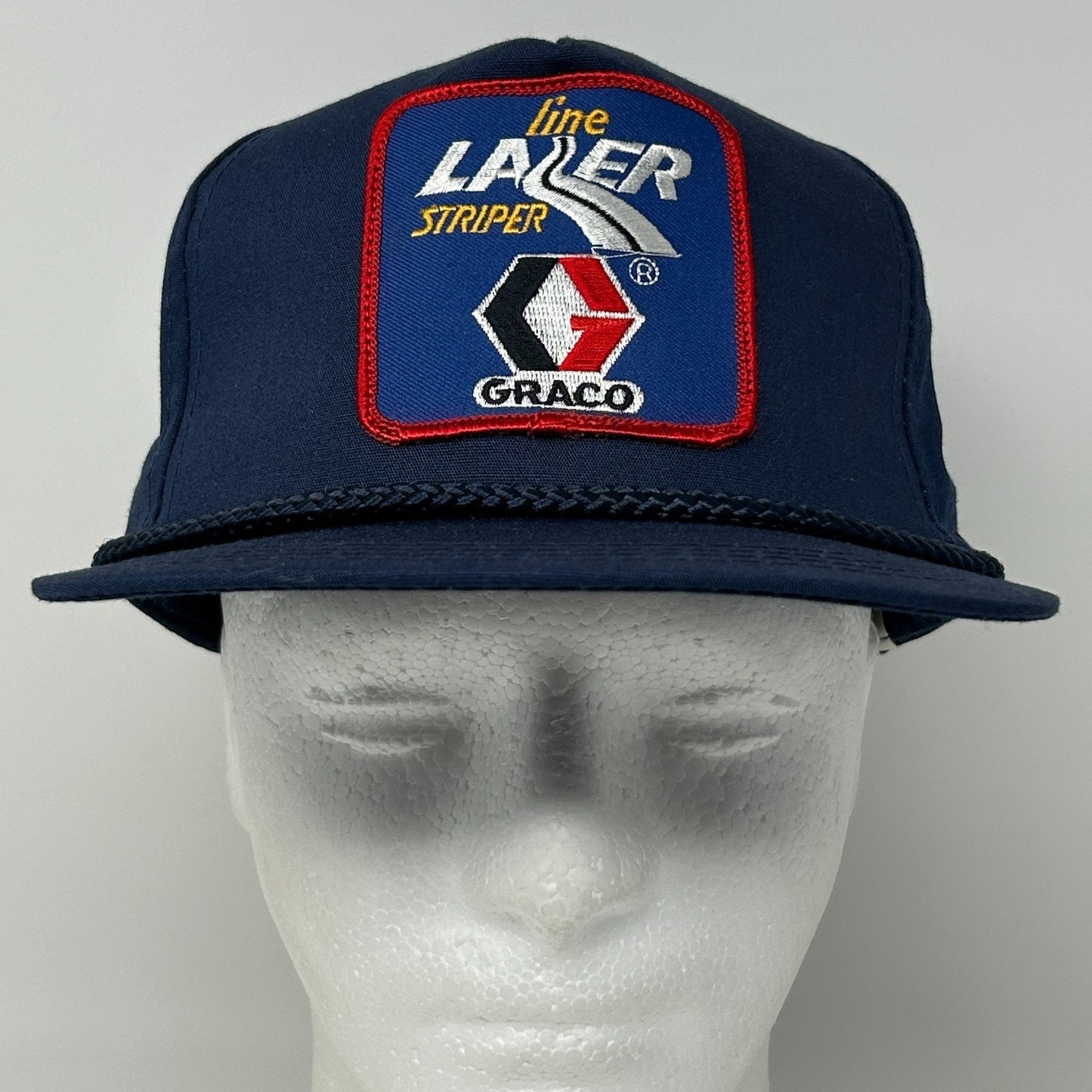 Vintage 80s Graco LineLazer Line Striper Hat Baseball Cap Rope Snapback Blue