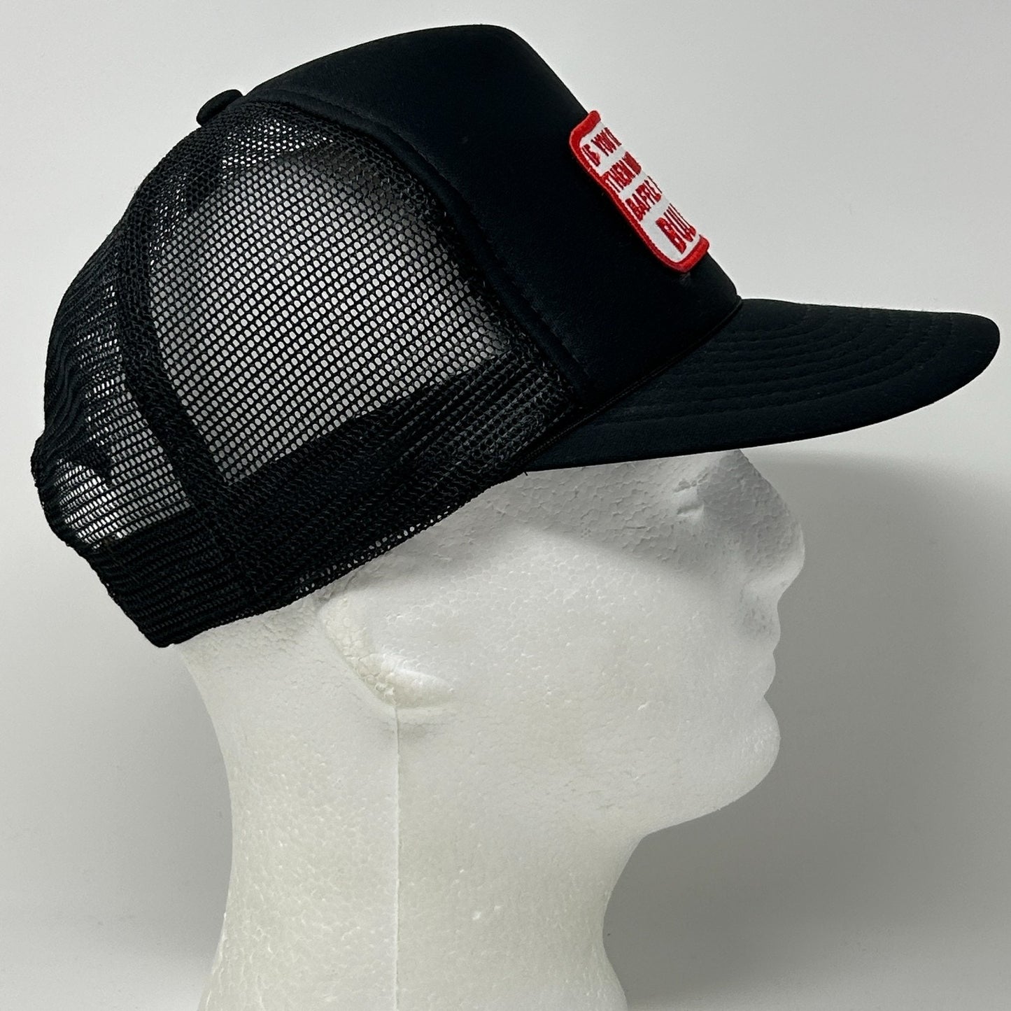 Vintage 80s Dazzle Brilliance Baffle BS Trucker Hat Baseball Cap Snapback Black