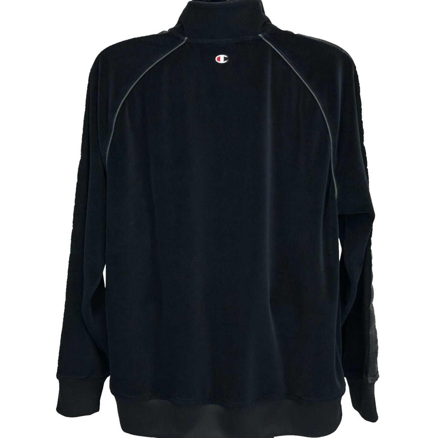 Champion 100 Years Velour Track Jacket Black Velvet Full Zip Long Sleeve XL