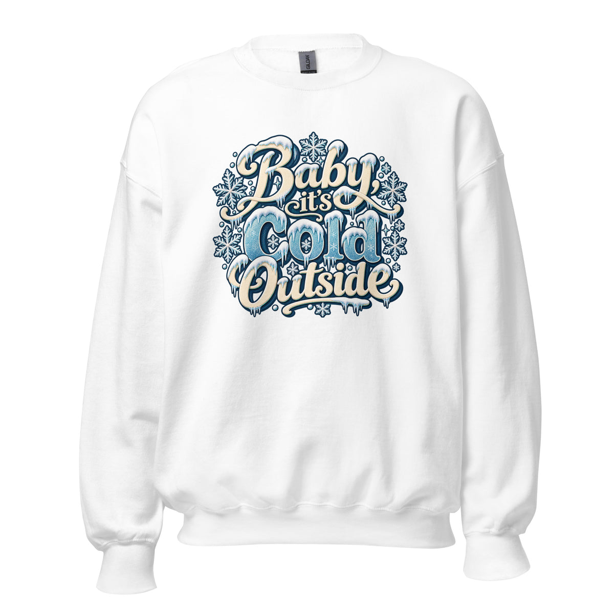 Neonvtg white Sweatshirt with Baby It's Cold Outside graphic design