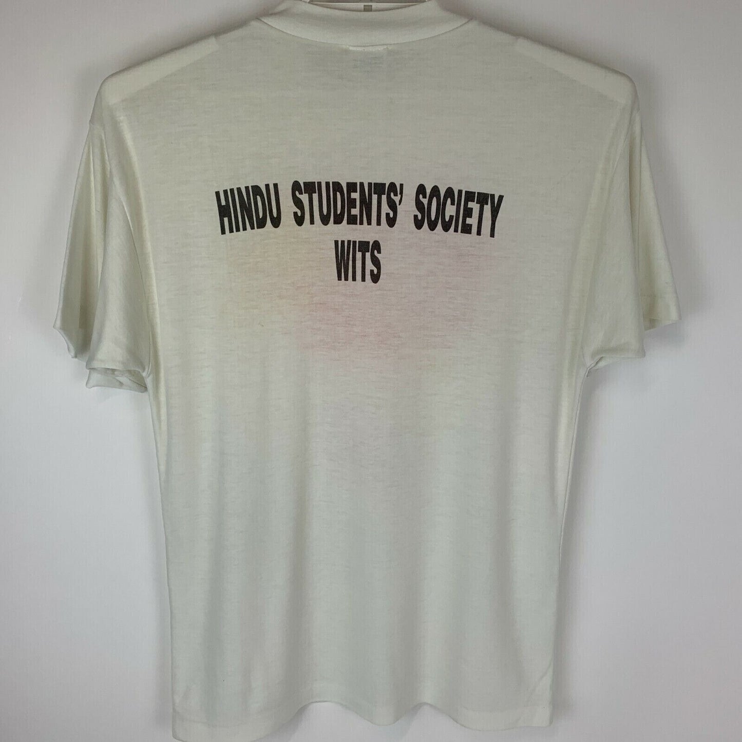 Hindu Students Society Vintage T Shirt Large 90s HSS Wits University Mens White