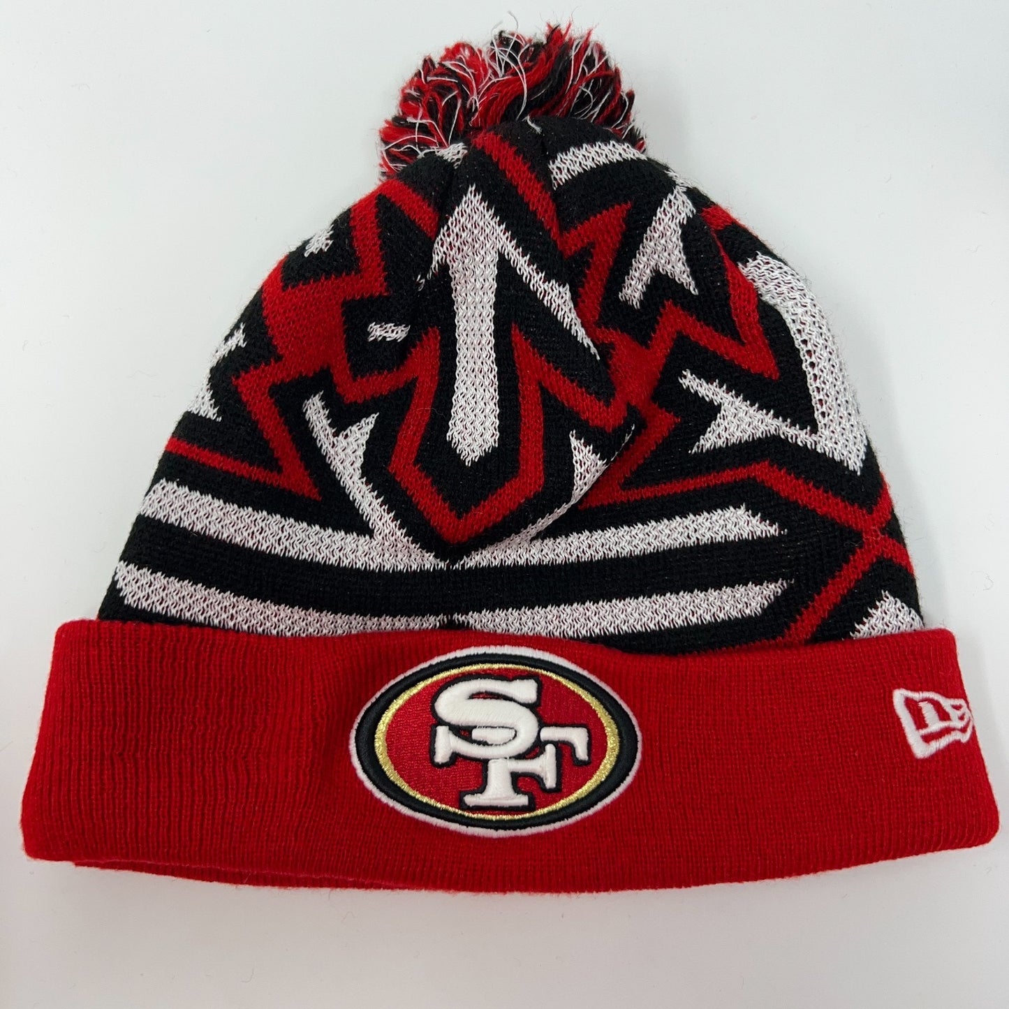 San Francisco SF 49ers Cuffed Pom Pom Beanie Toque Winter Hat NFL New Era Red
