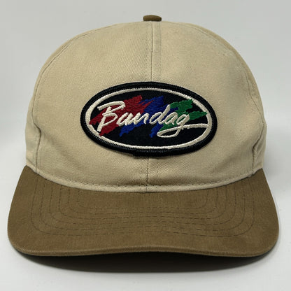 Beige Swingster Baseball Hat with Front Logo Patch and Brown Brim for Casual Style