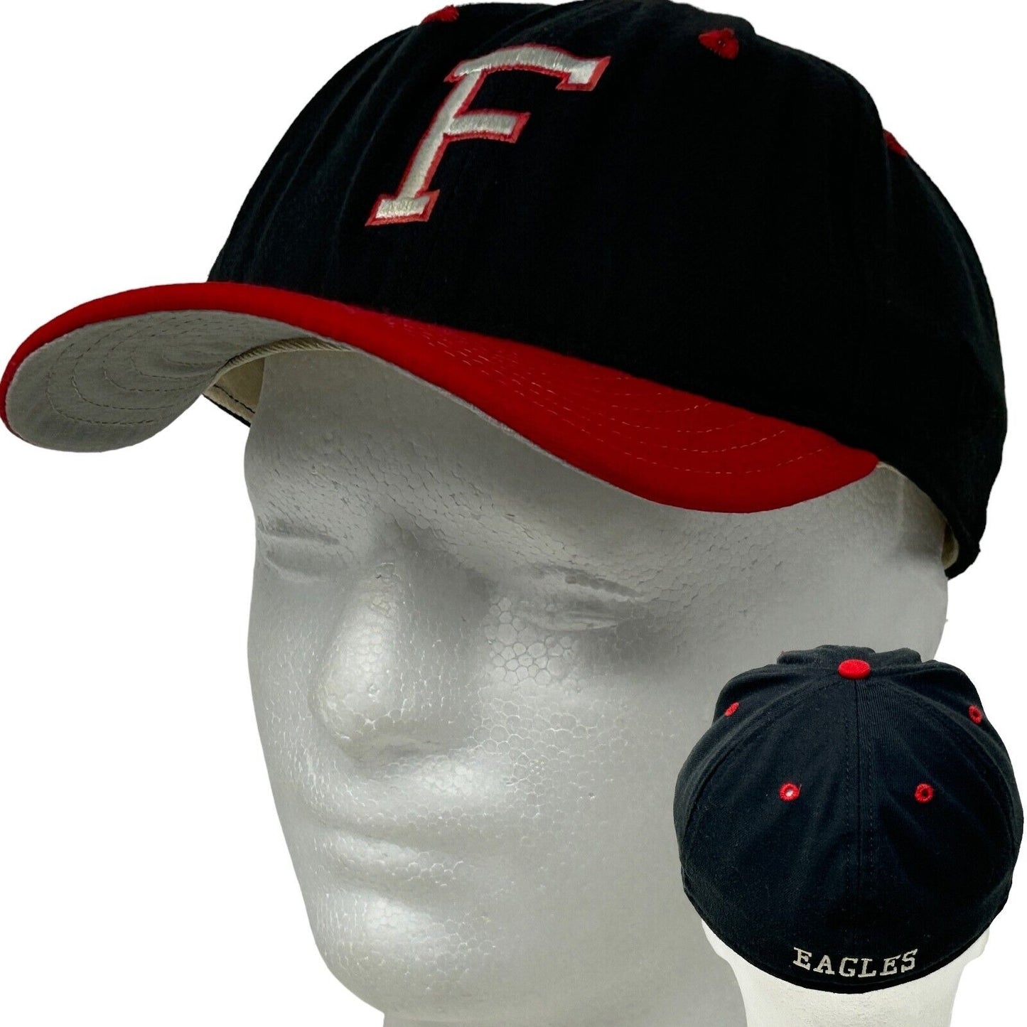 New Era Vintage Baseball Hat in Navy Red Size Adjustable with Front and Back View