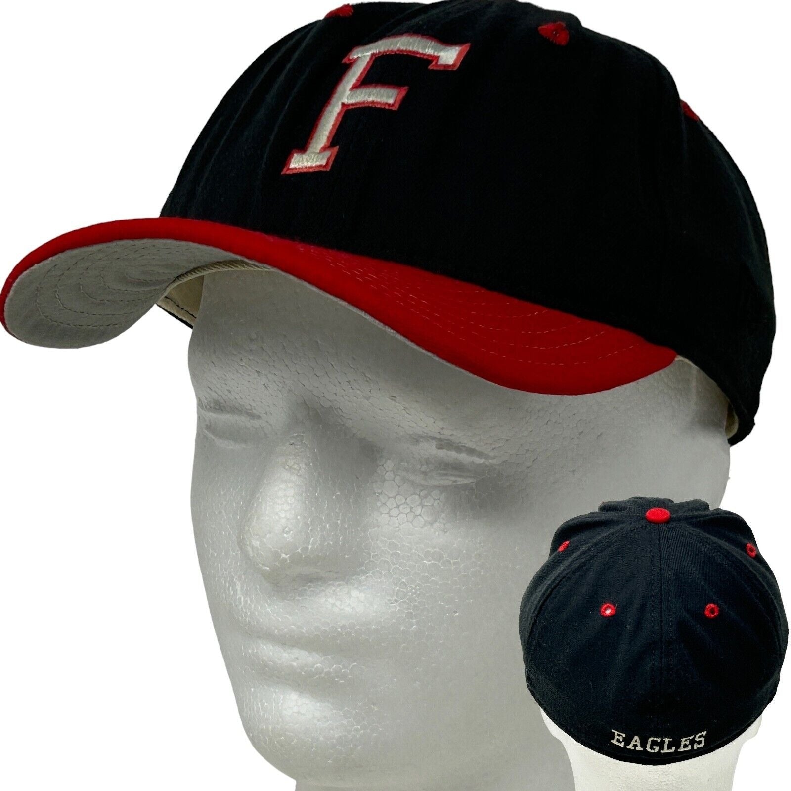 New Era Vintage Baseball Hat in Navy Red Size Adjustable with Front and Back View