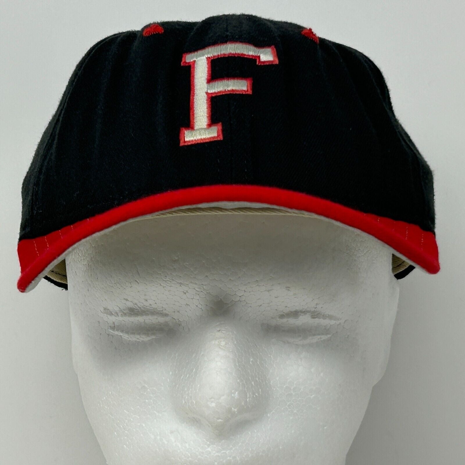 New Era baseball hat black red vintage front view