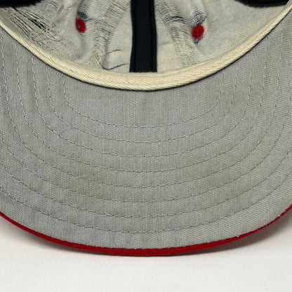 New Era baseball hat vintage gray with red accents front view
