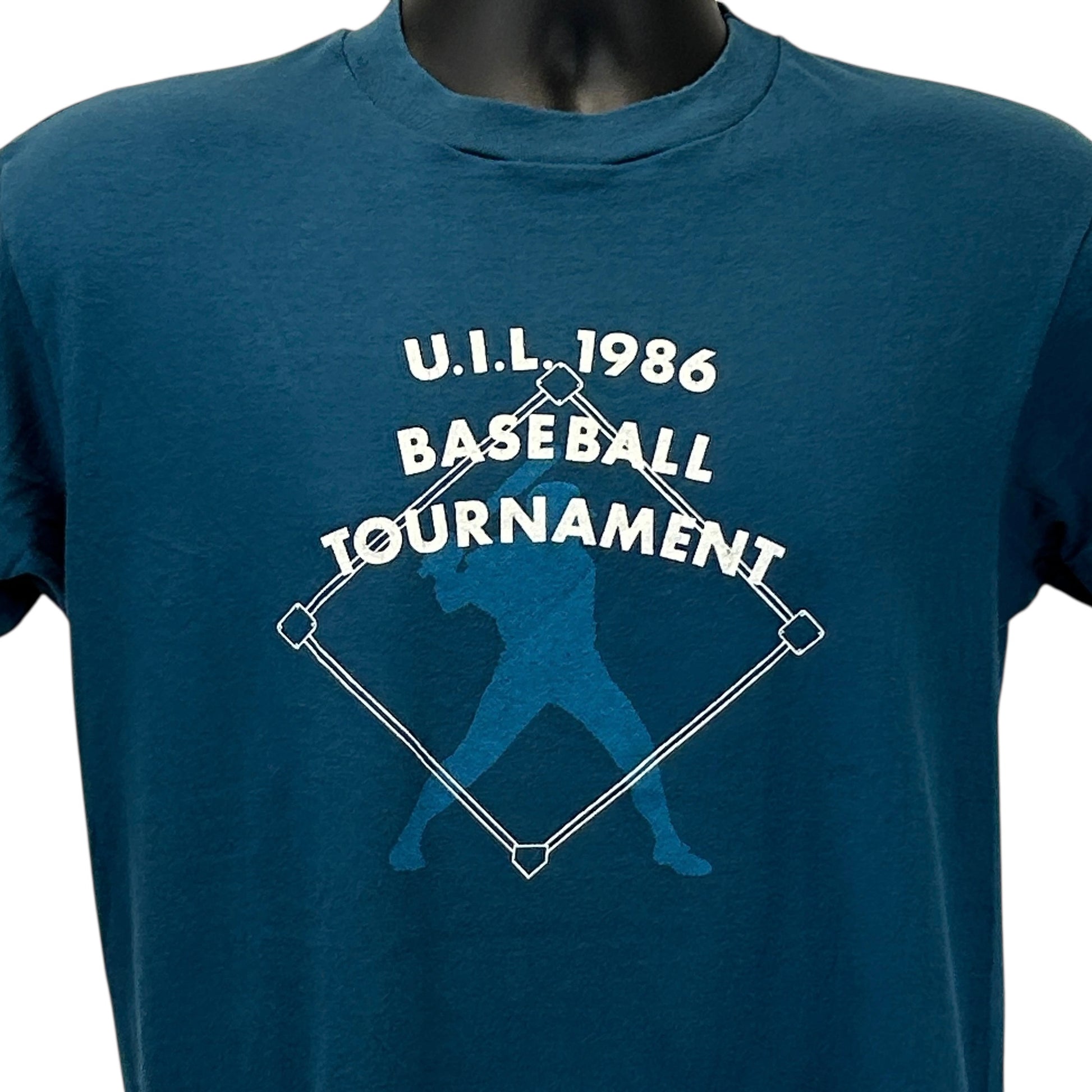 Hanes Texas T-Shirt in navy featuring U.I.L. 1986 Baseball Tournament graphic on the front
