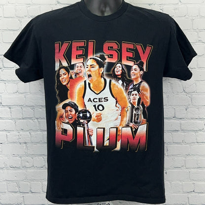 Gildan Black T-Shirt featuring Kelsey Plum graphic with multiple images and bold lettering